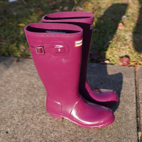Hunter Purple Violet Original Gloss Round Toe Rain Boots Size 5 M - Picture 6 of 11